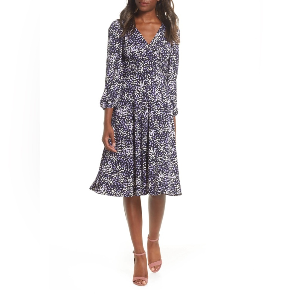 Eliza J NWT Print Fit & Flare Dress - Size 4 in Plum
